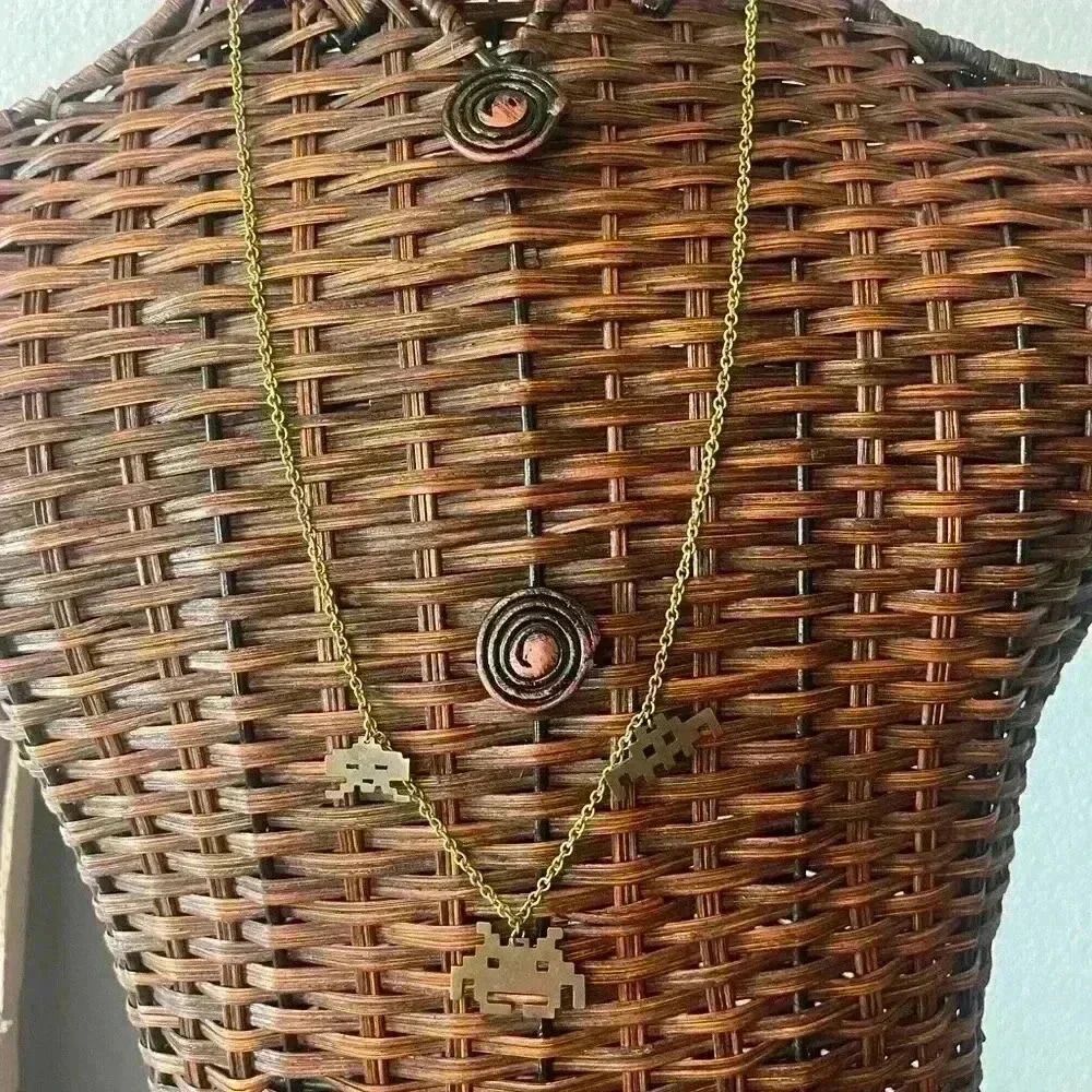 Pac-Man Figurine Pendant Necklace Gold Tone by MAFIA - Picture 2 of 3
